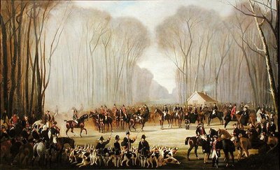 Reunión de caza en Puis au Roi en el bosque de Compiègne de Louis Robert Heyrault